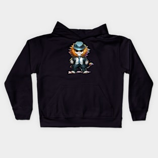 Kawaii funny gangster lion Kids Hoodie